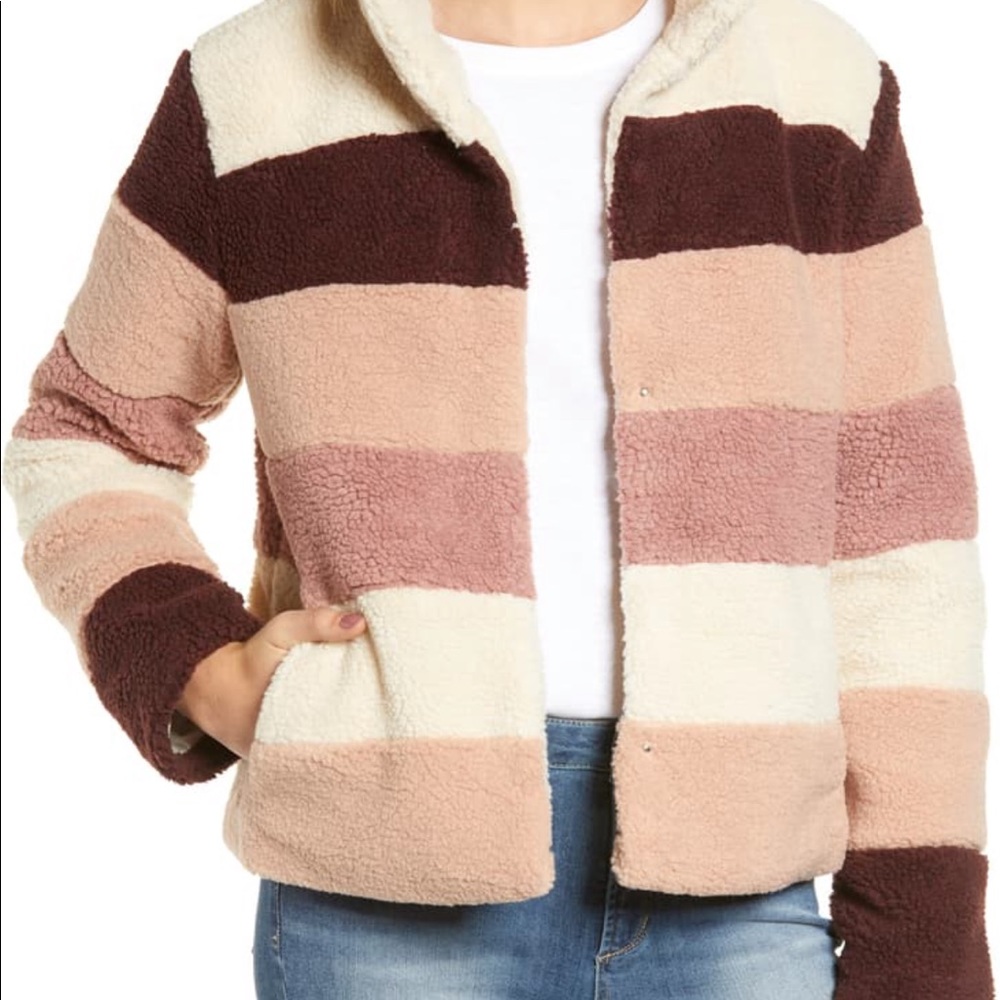 BP Nordstrom Stripe Sherpa Jacket
